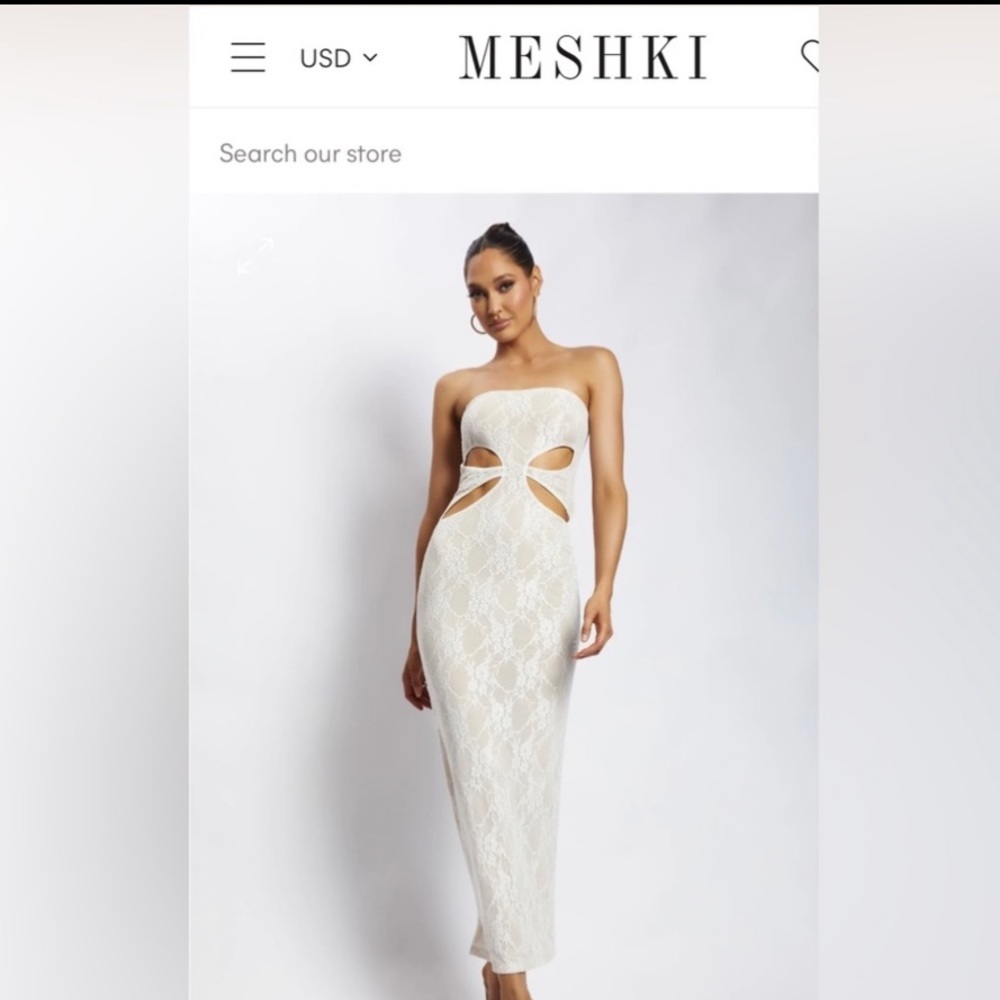 Meshki Krista cut out bandeau maxi dress size M